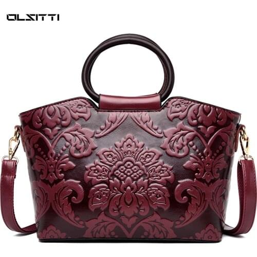 Fashion Chinese Wind Embossing Casual Womens Handbags High Quality Leather Matte Shoulders for Women 2021 New Crossbody