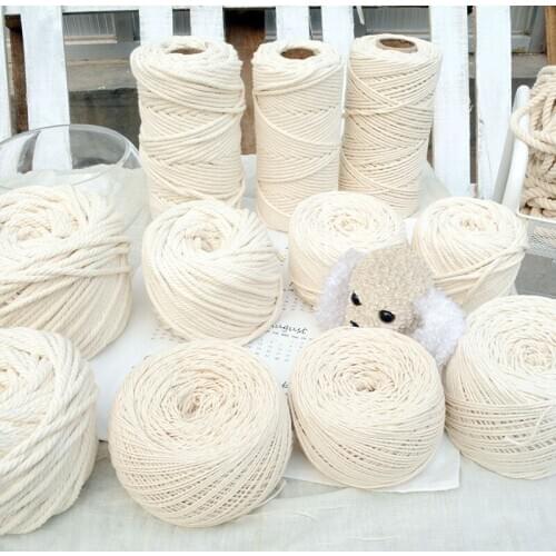 Multiple sizes Natural Beige Macrame Rope Twisted String Cotton Cord For Handmade DIY Home Wedding Accessories Gift wrapping rop