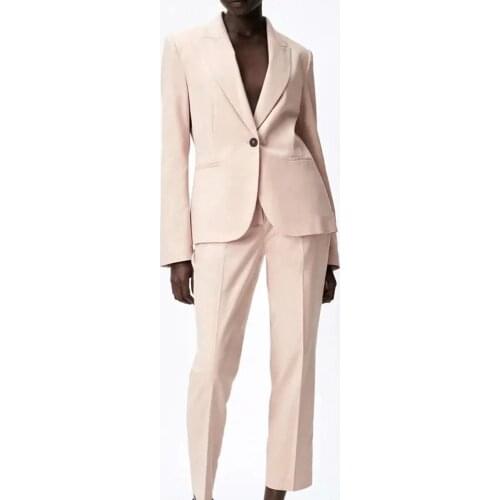 XIKOM Women Solid Long Sleeve Single Button Slim Blazer Female Streetwear High Waist Trousers Ladies Office Lady Two Pieces Set