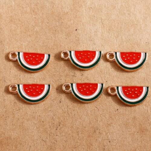 10pcs 8*17mm Enamel Fruits Watermelon Charms for Jewelry Making Pendants Necklaces DIY Earrings Bracelet Jewelry Findings