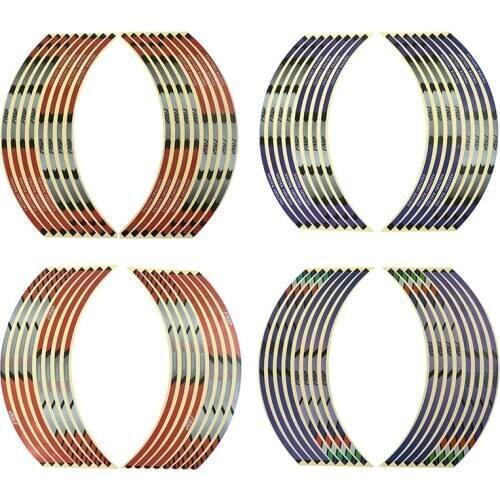 1set 17"18" Strips Motorcycle Car Wheel Tire Stickers Reflective Rim Tape Motorbike Auto Decals