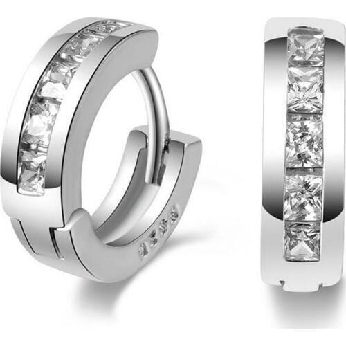 Popular 925 Sterling Silver Dazzling Geometric design Push-back Stud Earrings for Women & Girls Sterling-Silver-Jewelry #004