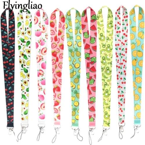 Fruit CherryAvocado Neck Strap Lanyards ID badge card holder keychain Mobile Phone Strap Gift Ribbon webbing necklace