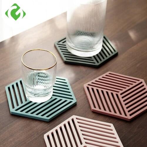 1PC Silicone Tableware Insulation Mat Coaster Cup Hexagon Mats Pad Heat-insulated Bowl Placemat Home Decor Desktop Eco-friendly