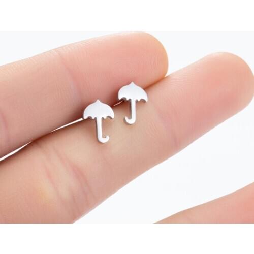 Korean Style Cartoon Earrings for Women Kids New 2020 Small Umbrella Stud Earring Earings Wine Glass Cup Puzzle Jewelry bijoux