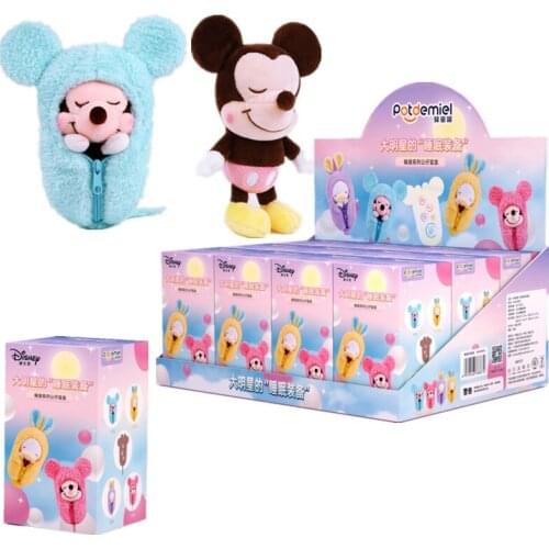 Disney Mickey Family Series Random 1Pcs Cartoon Animal Sleeping Bag Plush Toy Blind Box Toy Mickey Minnie Mouse Toy Gift
