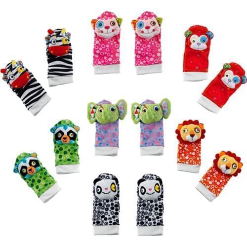 Sozzy Babies Toy Socks Soft Lovely Animal RattleCartoon with Ring Bell for baby 0-12 month