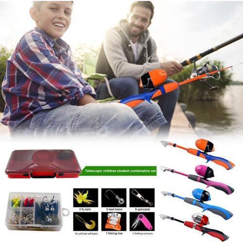 Fishing Pole Portable Ultralight Retractable Fishing Rod Set With Spincast Fishing Reel Tackle Box Fishing Accessories For Kids