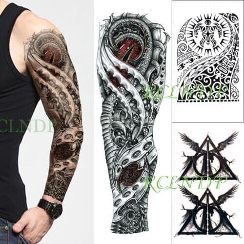 Waterproof Temporary Tattoo Stickers Gothic eyes full arm sleeve totem demon flower arm fake tatto flash tatoo for men women