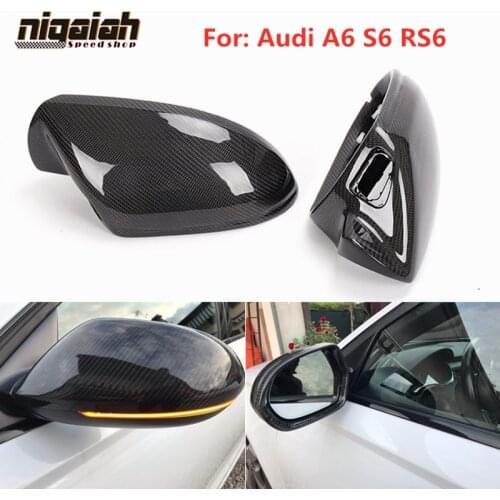 1:1 Replacement for Audi A6 C7 S6 RS6 2012 2013 2014 2015 2016 Carbon Fiber Mirror Covers Rear View With Lane Change Assist
