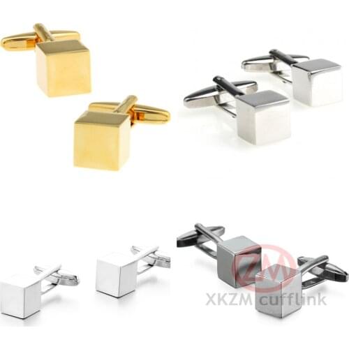 10pairs/lot Classic Cube Cufflinks Copper Plain Cuff Links Business Style Mens Jewelry Accessory Wholesale