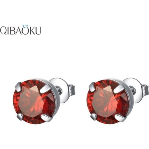 925 Sterling Silver Red Zircon Earrings Fine Jewelry for Women Fashion Vintage Design Ear Jewelry Stud Earrings