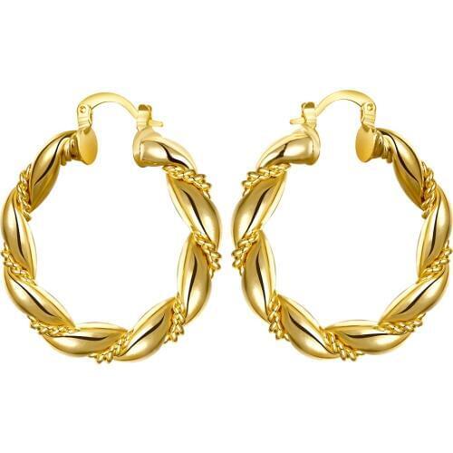 Wholesales Gold Plating hoop earrings for women Rope Shape Earrings fashion Earrings women Jewelry Brincos para mulheres