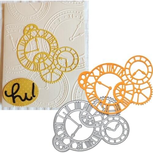 Gears Clock Frame Cutting Dies Stencil For DIY Scrapbooking Album Paper Birthday Card Photo Decorative