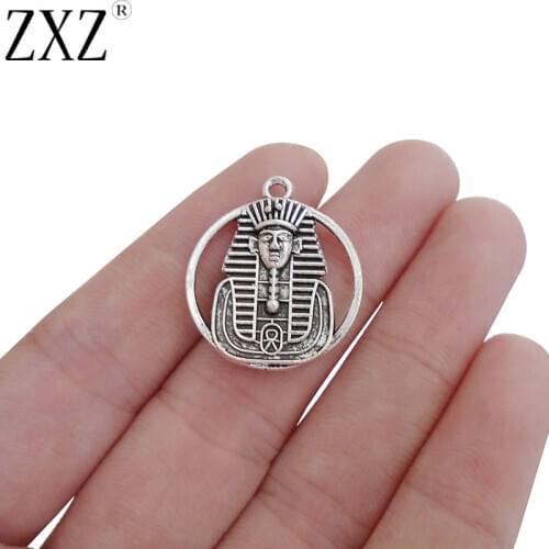 ZXZ 10pcs Egypt Egyptian Pharaoh King Charm Pendant Double-sided For Necklace Jewelry Making Findings 26x23mm