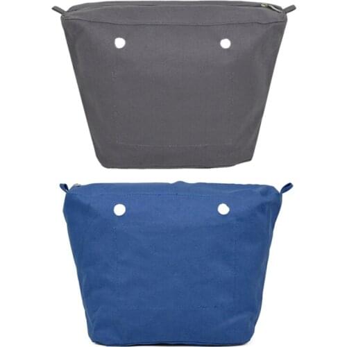 2x Waterproof Solid Canvas Insert Inner Lining Insert Zipper Pocket for Obag O Bag Handbag Bag Deep Gray & Deep Blue