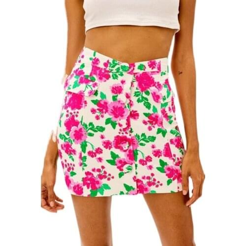 2021 Autumn Slim Holiday Floral Woman Chic Women Sexy Mini Skirts
