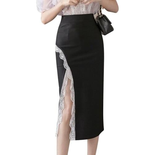 2021popular Woman Skirts Faldas Mujer Moda Lace Wrap Hip Skirt Sexy Ladies Wrap Hip Black Or Red Or Green A023