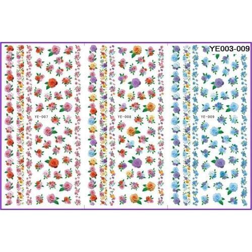 3 PACK/ LOT WATER TRANSFER DECAL NAIL ART NAIL STICKER FLOWER VINE GRASS ROSE YE007-009