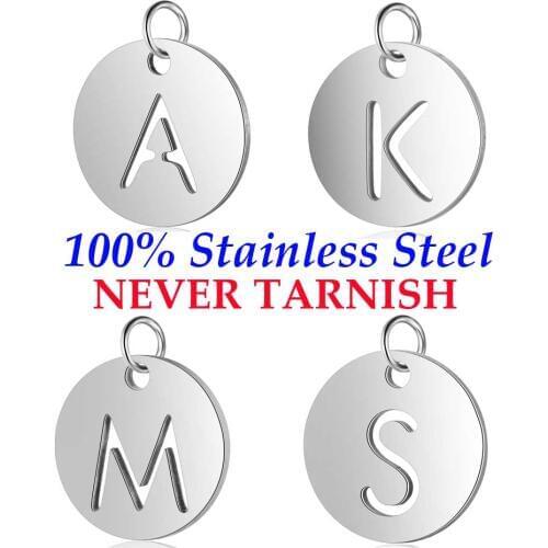 5 Pieces Stainless Steel Initial Name A-Z Letters Charm Wholesale Never Tarnish AAAAA Quality Pendants High Polished