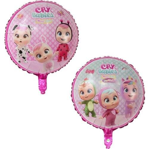 50pcs 18inch Cry Babies Foil Balloons Uni Horn Angle Doll Princess Globos Baby Shower Girls Birthday Party Decorations Kids Toys