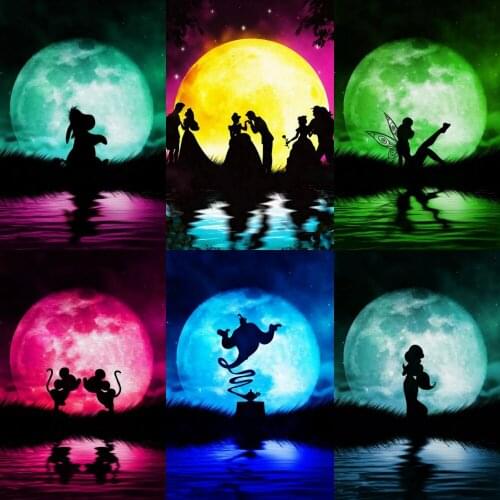 5D DIY Full Square Diamond Painting Colorful Moon and Cartoon Characters Embroidery Picture Mosaic Rhinestone Cross Stitch Kits