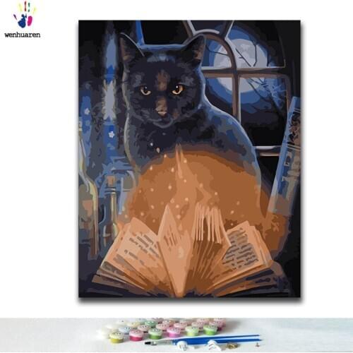 5D Coloring paint by numbers Black cat paintings by numbers with kits 40x50 framed