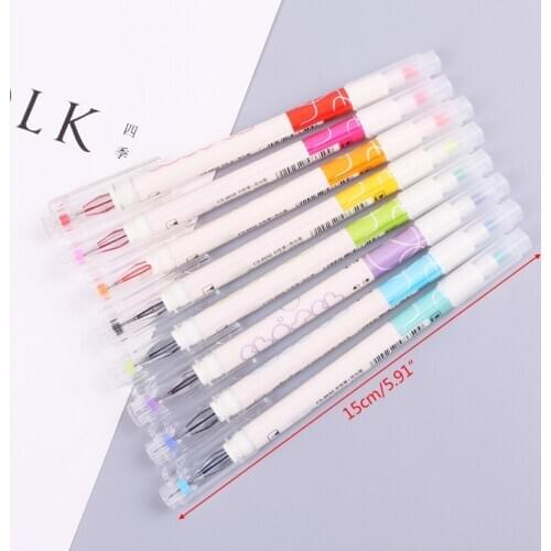 8Pcs Double Headed Drawing Mark Fluorescent Pen Cute Art Highlighter Stationer