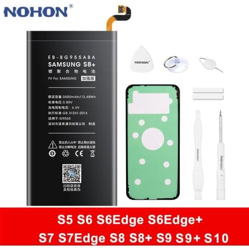 NOHON Battery For Samsung Galaxy S10 S9 S8 Plus S7 S6 Edge S5 G973F G965F G960F G955F G950F G935F G928 Replacement Phone Bateria