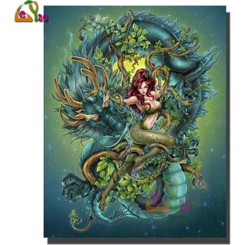 DIY Handmade Diamond Painting Poison Ivy Fairy 5D Cross Stitch Animals Dragon Diamond Embroidery Rhinestones Home Decor Gift