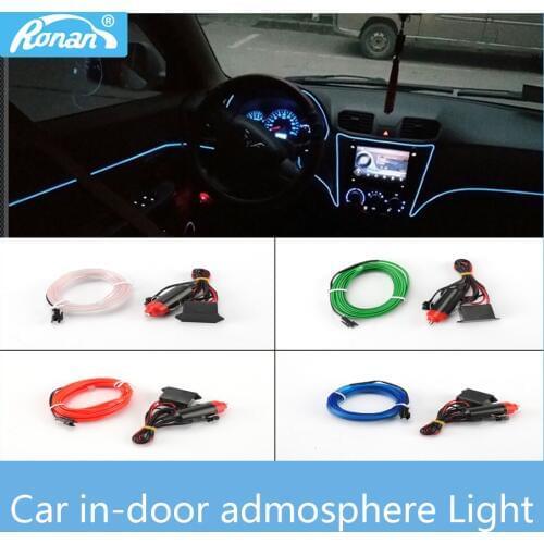RONAN 2M Car Auto Indoor multicolor LED Strips Decoration Strip 12V Flexible Atmosphere lights Neon EL Wire Rope