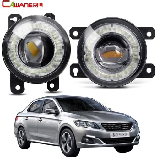 2 Pieces Car Front Bumper LED Fog Light Assembly Angel Eye Daytime Running Light DRL 30W 8000LM 12V For Peugeot 301 2012-2018