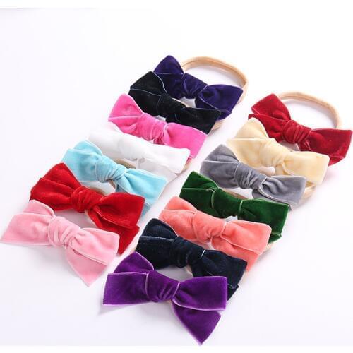Newborn Baby Velvet Headbands Baby Girls Bow Hair Bands Head Bands Elastic Soft Girls Hairbands For Toddler Hair Accessories