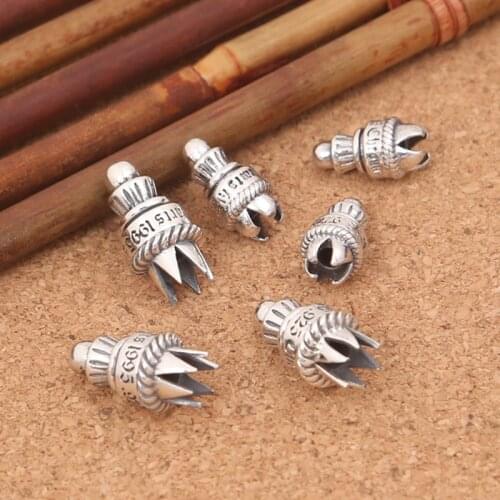 925 Sterling Silver DIY Bracelet Small Accessories Retro Necklace Buckle Head Joint Leather Rope Set Buckle Wholesale