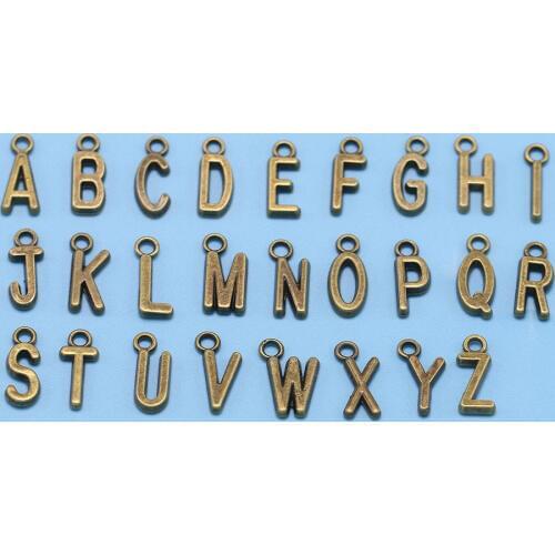 Diy Retro English 26 letters A to Z pendant ancient bronze alloy jewelry 16*6mm