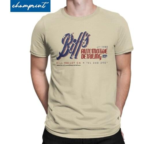 Biffs Auto Detailing T-Shirts Men Back to the Future Time Travel Movie BTTF Tee Shirt O Neck T Shirts Graphic Printed Clothes