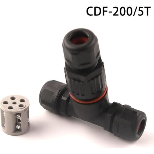IP68 T Shape 5 Pin Waterproof Electrical Connector Outdoor Cable Wire Tee Connectors fast Screw connection Outdoor Plug Socket