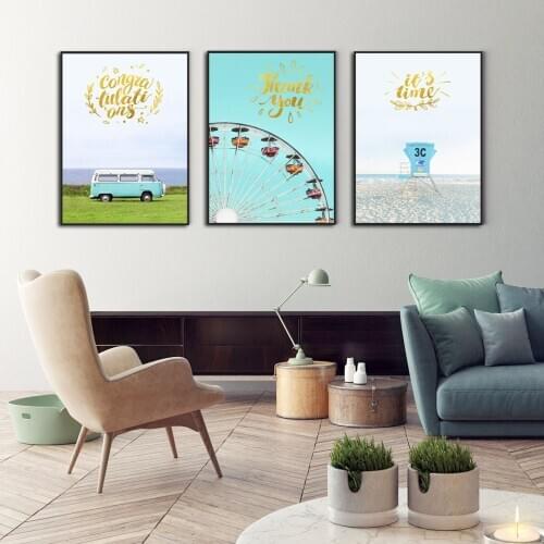 Nordic Minimalist Style Blue Landscape Pictures Canvas Painting Posters Wall Art For Living Room Home Decoration No Frame