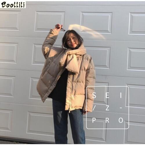 Boollili 90% White Duck Down Jacket Women Clothes 2020 Winter Coat Women Korean Puffer Jacket Women Warm Parka with Scarf