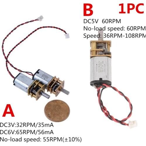 Hot! DC 3V-6V 5V 55rpm 60rmp Reduction Gearbox Slow Speed Micro N20 Full Metal Gear Motor