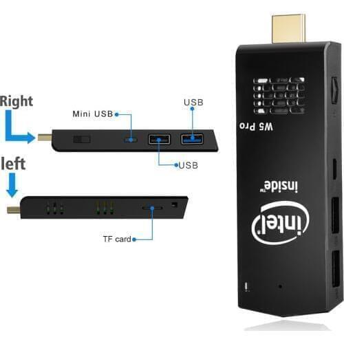 W5 pro MINI PC Intel atom Z8350 quad core 1.44GHz to 1.92Ghz 2G/32G 4G/64G dual WIFI Windows10 Built-in Fan win10 Compute Stick