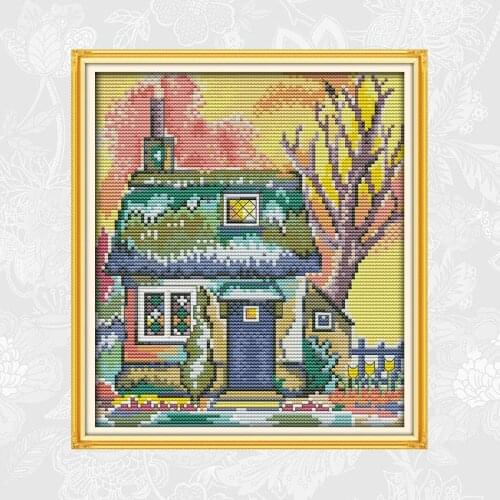 DIY Handmade Cross Stitch Kits The Cabin 11CT Printed Canvas 14CT White Fabric Cross Stitch Needlework Embroidery Sets