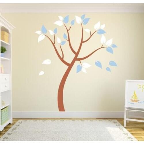 Tree Wall Decal For Nursery Two Colors Of Leaves Living Room Tv Sofa Background Decor Removable Colorful Stickers Mural ZA845