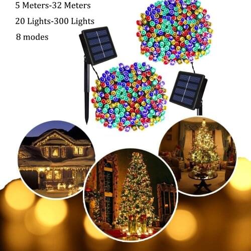 New Solar String Lamps 8modes For Garden Waterproof Outdoor Lighting 5-32M Christmas Xmas Holiday Decoration Fairy Solar Battery