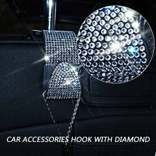 New Car Rear Seat Hook Multifunction Car Back Seat Hook Shiny Bling Crystal Handbag Headrest Hanger Car Accessories
