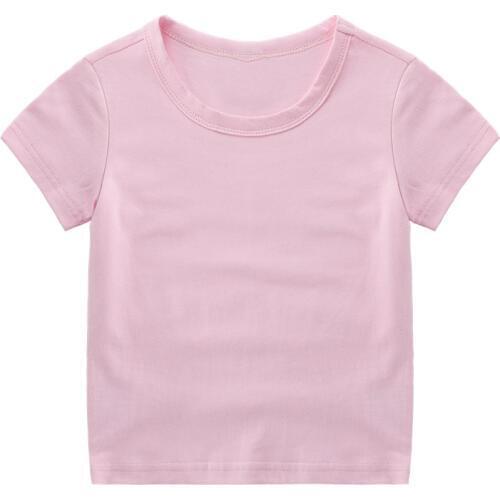 Toddler Baby Boys Girls Heavy Cotton T-shirt Infant Short Sleeve Plain Round neck Tee Shirt Kids Summer Tops Tshirt