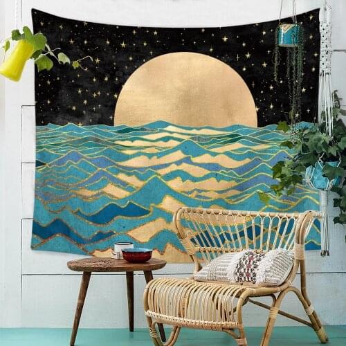 Psychedelic Sun Tapestry Wall Hanging Hippie Witchcraft Tapiz Psychedelic Farmhouse Decor Landscape Beach Bohemian Custom
