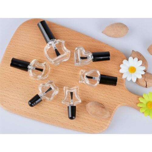 5ml Empty Clear Glass Nail Polish Bottle With Lid Brush Paint Glue Containers Nail Art Vials Round Square Tube