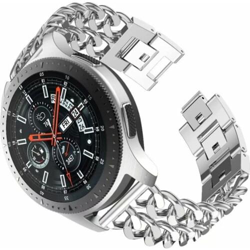 Stainless Steel Cowboy Chain Watchband for Samsung Galaxy Watch 3 45/46mm Gear S2/3 Huawei Watch GT 2 20/22mm Strap for Active 2