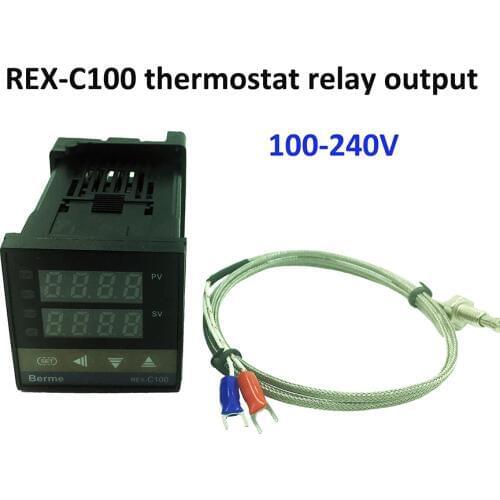 REX-C100 digital temperature controller thermostat relay output + K type thermocouple sensor 48 x 48
